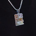 Iced 2026 Pink Ombre Stacked Super Bowl LX Official NFL Wordmark Pendant in White Gold