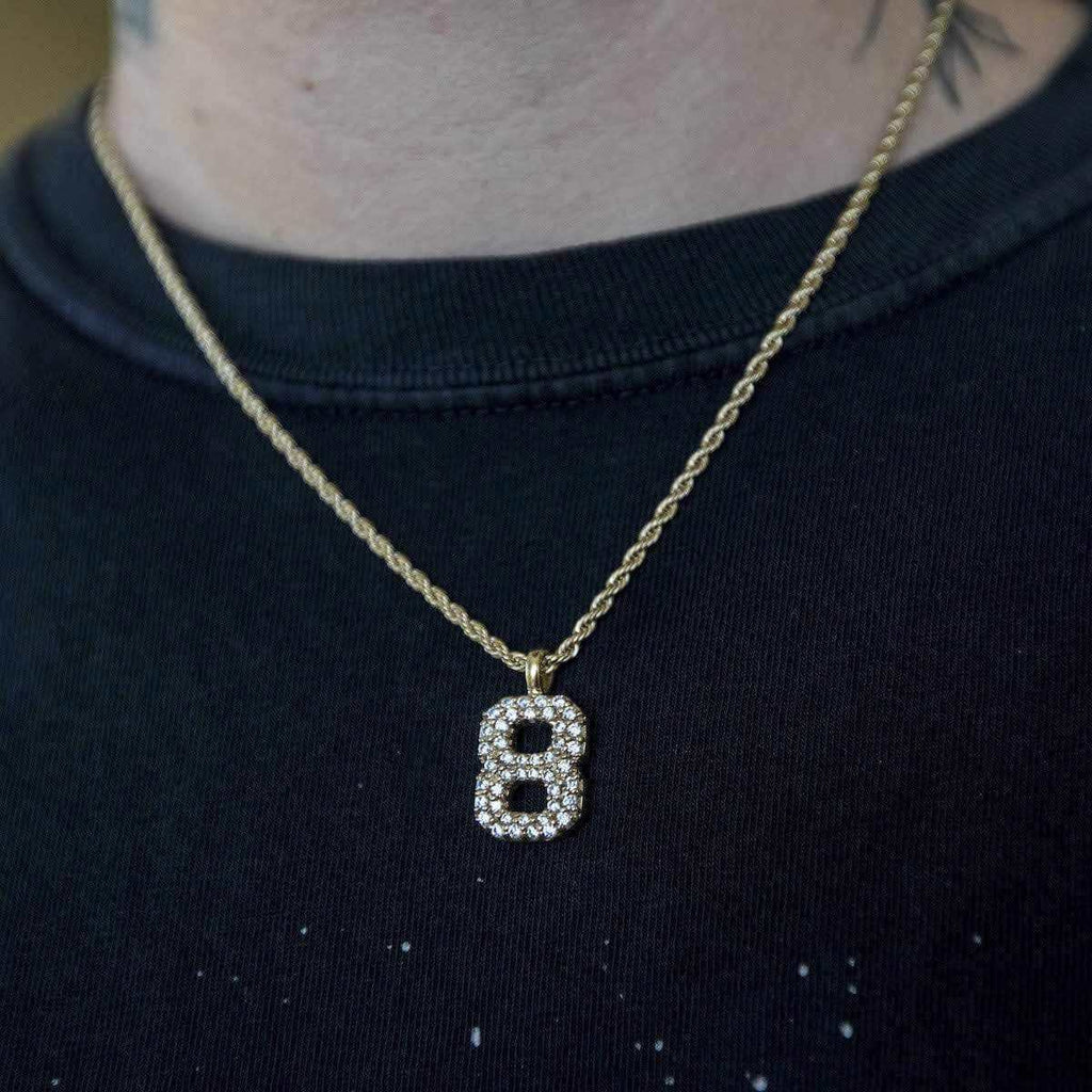 Solid Gold Number Pendants in Yellow Gold-VS Diamonds