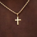 Micro Simple Cross Pendant + 2MM Rope Chain Bundle in Yellow Gold