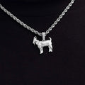 Micro Simple Goat Pendant in White Gold