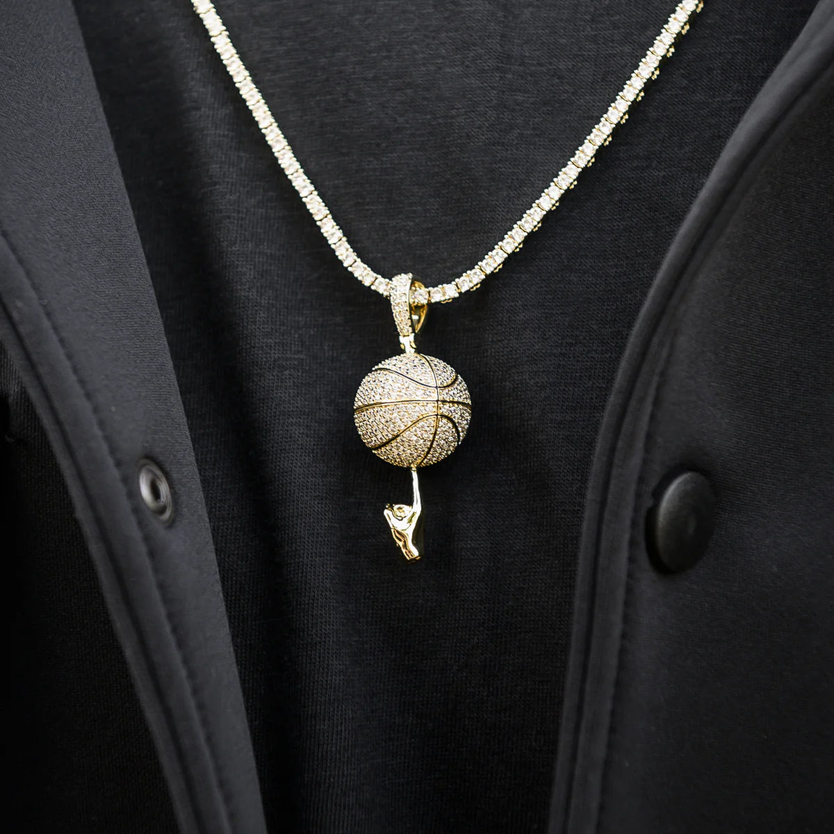 Iced Basketball Pendant