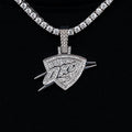 Oklahoma City Thunder OKC Official NBA Micro Logo Pendant in White Gold