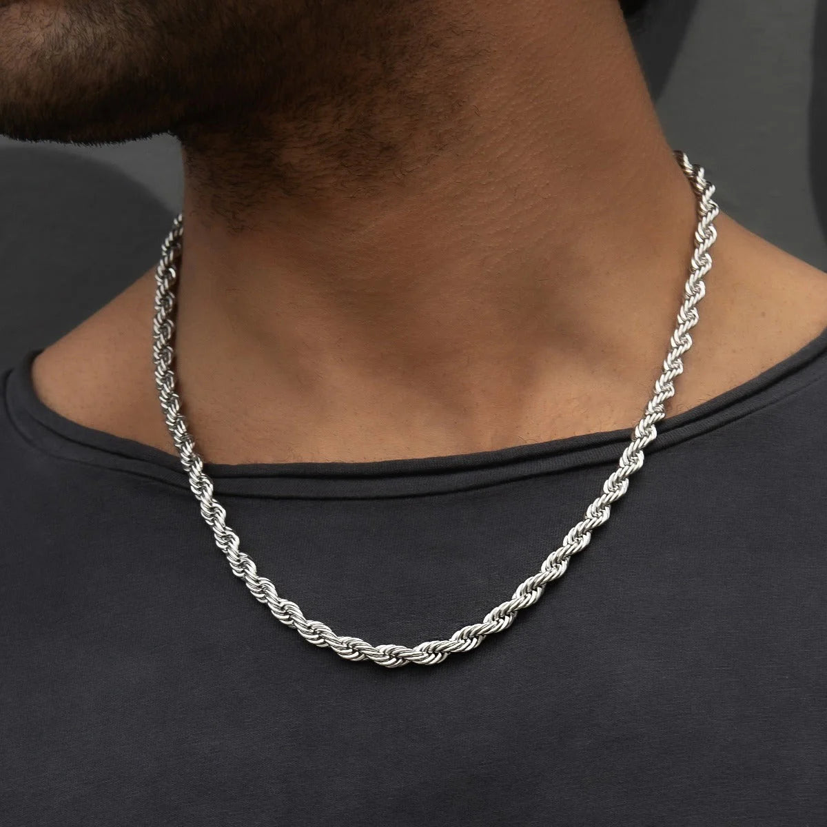 Rope Chain + Bracelet Bundle in White Gold- 6mm