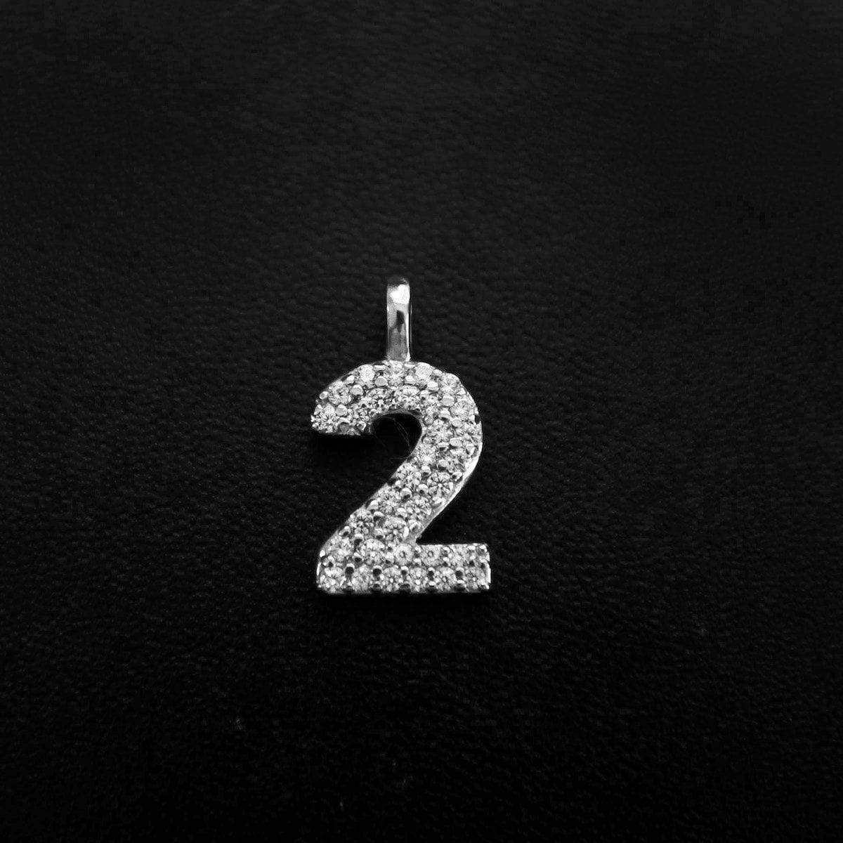 Solid Gold Number Pendants in White Gold-VS Diamonds
