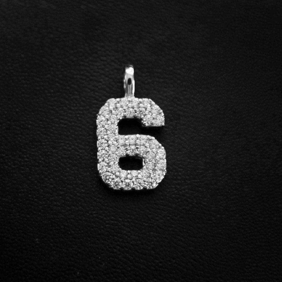 Solid Gold Number Pendants in White Gold-VS Diamonds