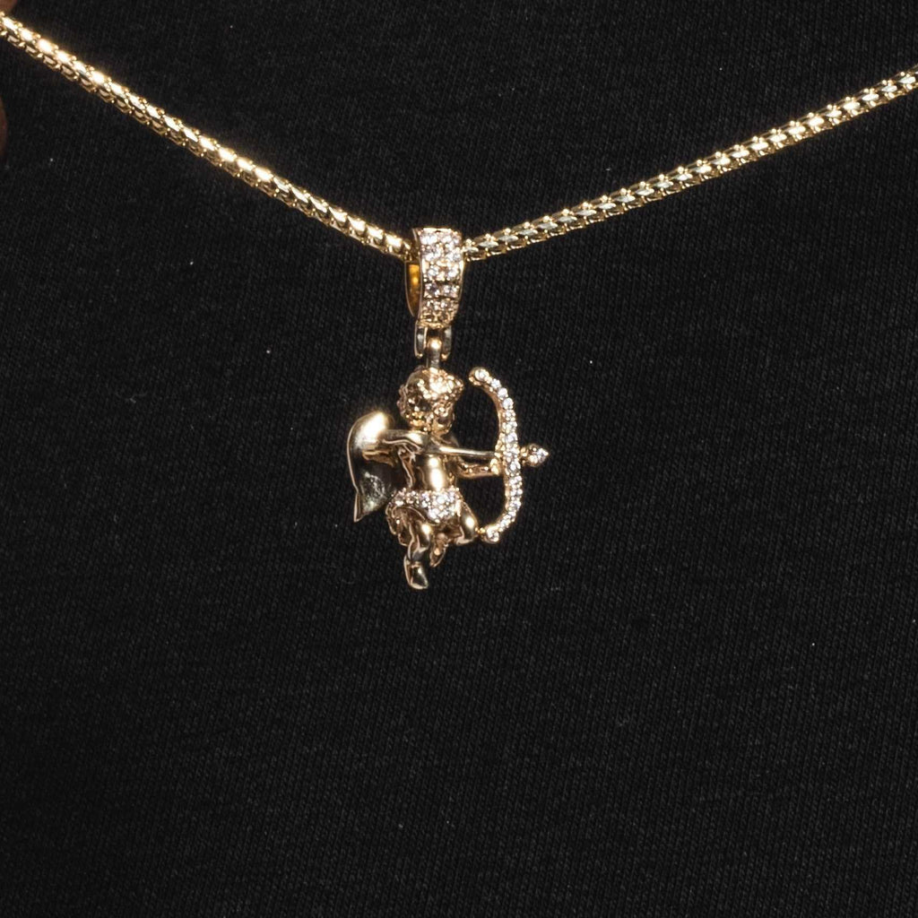 Solid Gold Iced Cupid Pendant-VS Diamonds