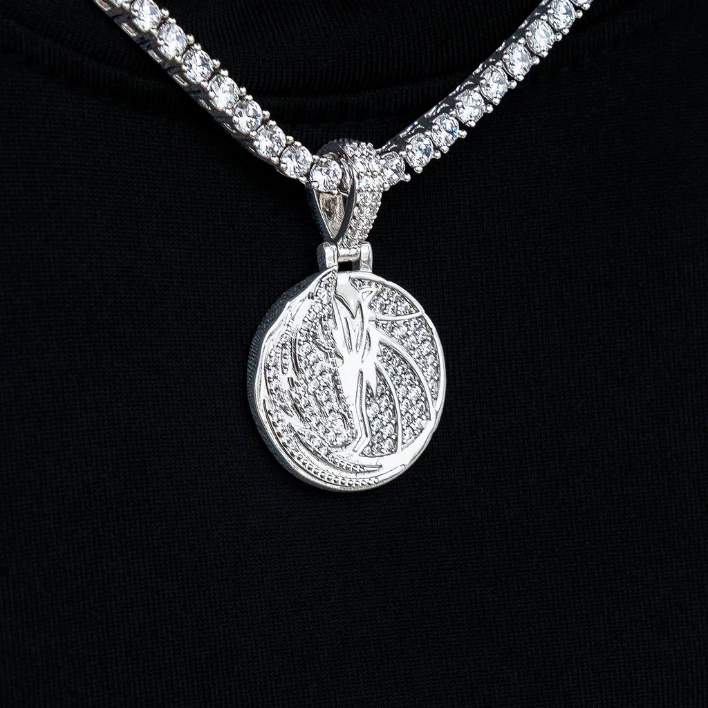 Dallas Mavericks Official NBA Micro Logo Pendant in White Gold