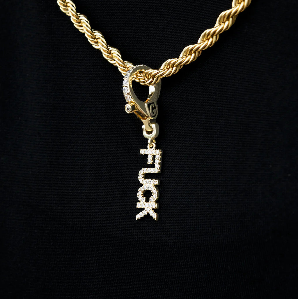"Fuck" Clip On Pendant in Yellow Gold