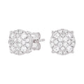 8MM Pave Set Moissanite Stud Earrings in White Gold Vermeil