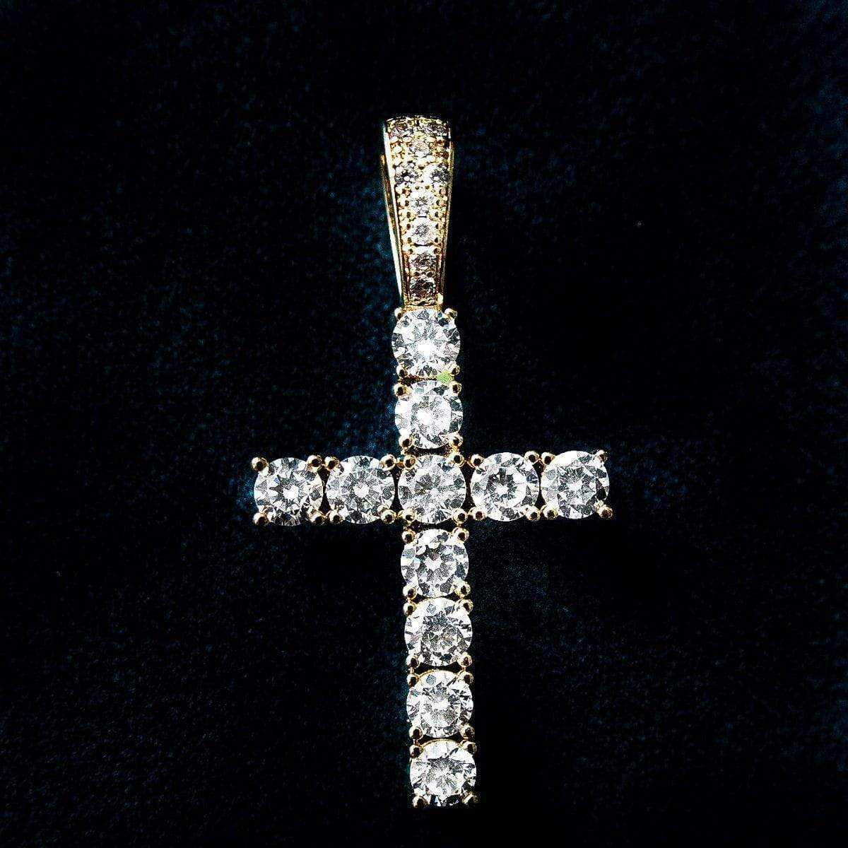 Solid Gold Diamond Cross Pendant-VS Diamonds
