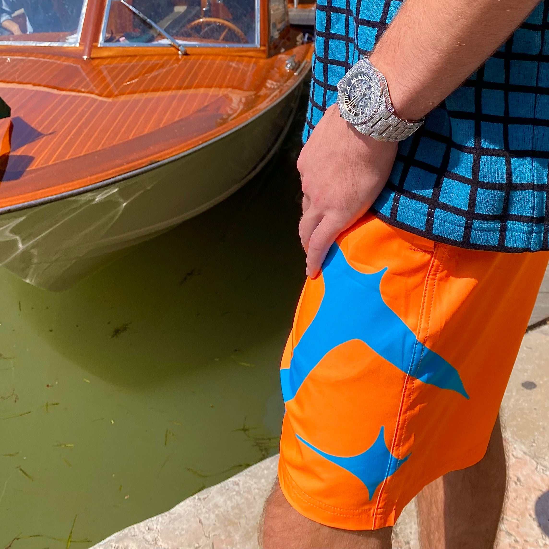 Neon Orange Summer Board Shorts