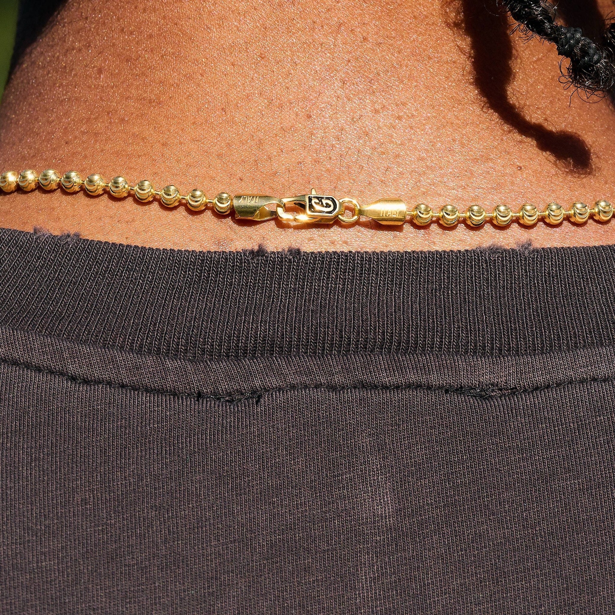 Moon Cut Ball Chain in Solid Gold - 4mm