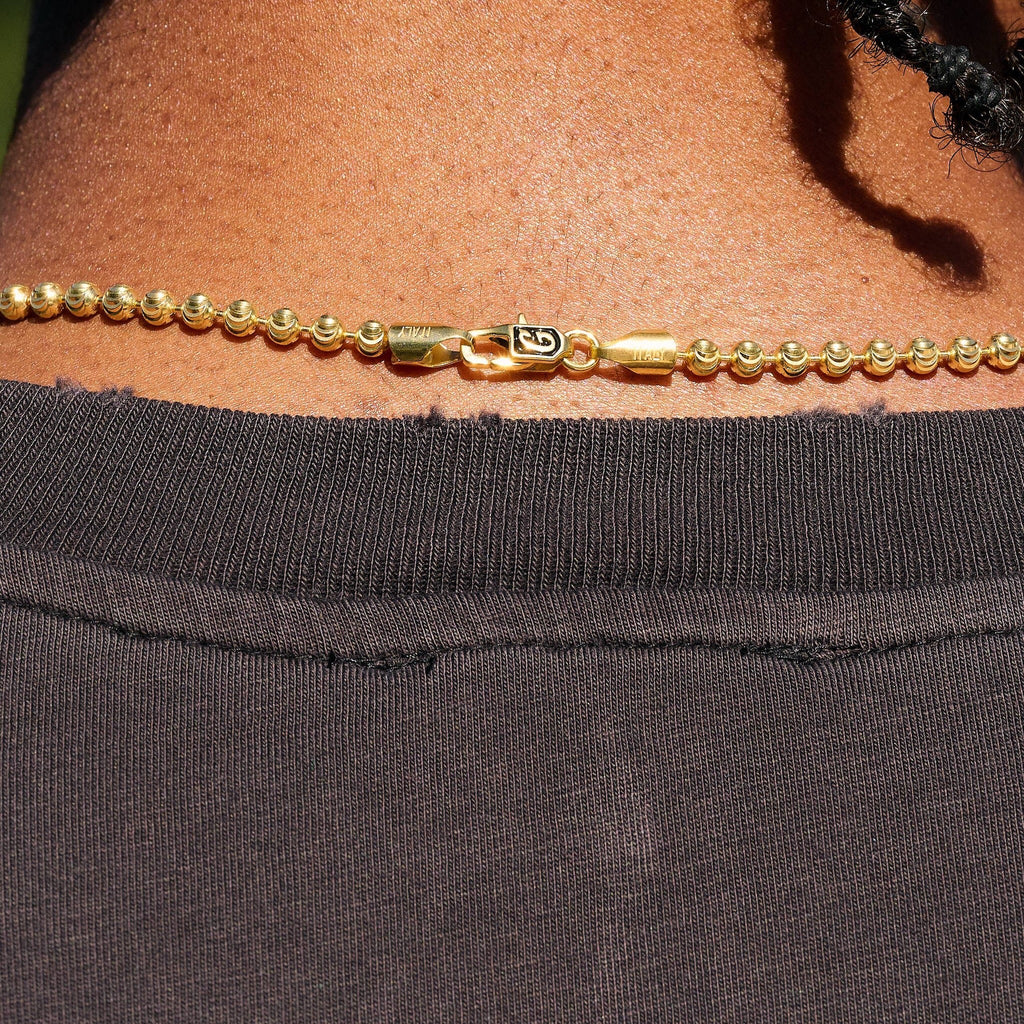 Moon Cut Ball Chain in Solid Gold - 4mm