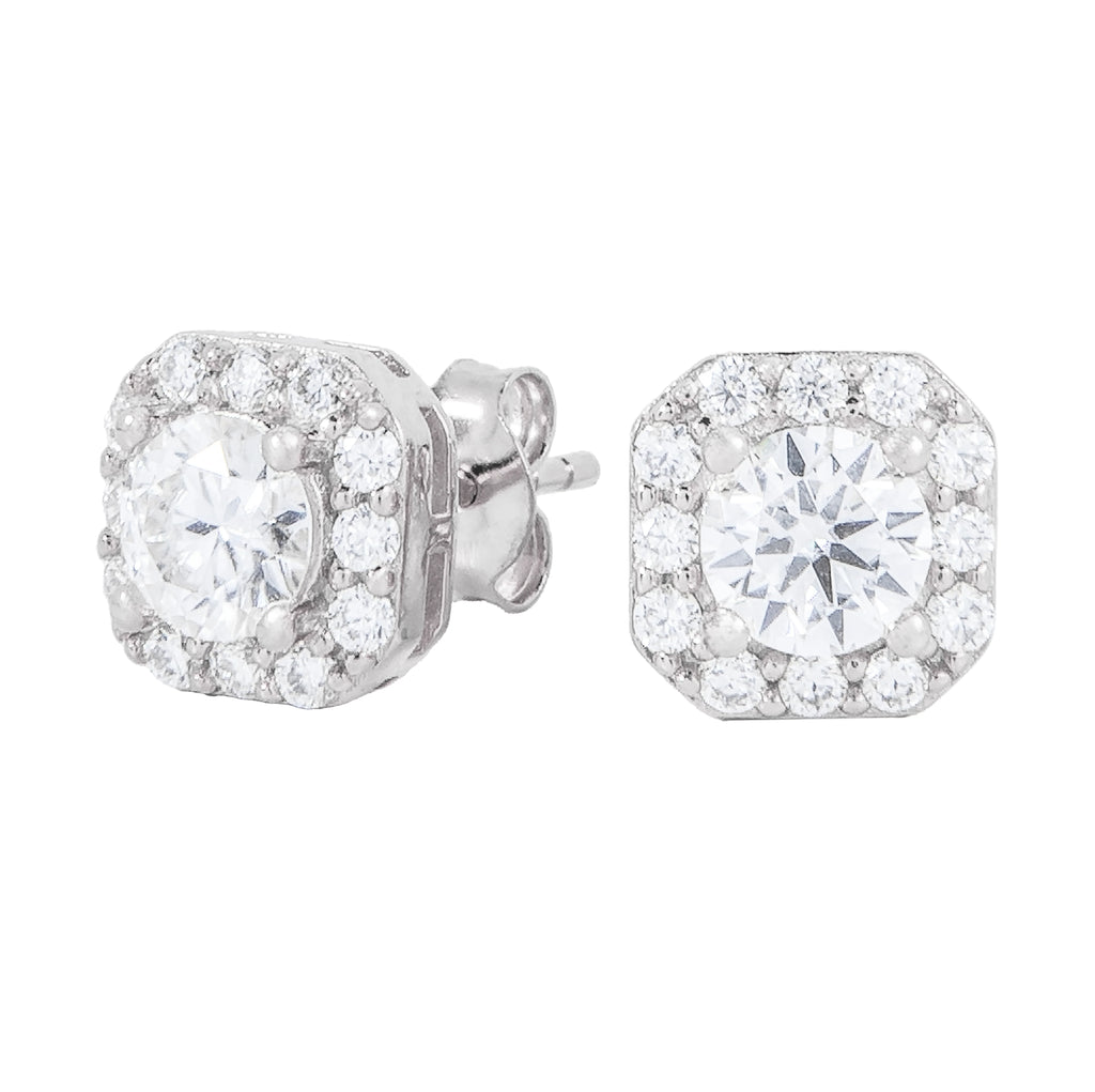 Micro Clustered Moissanite Earrings in White Gold Vermeil