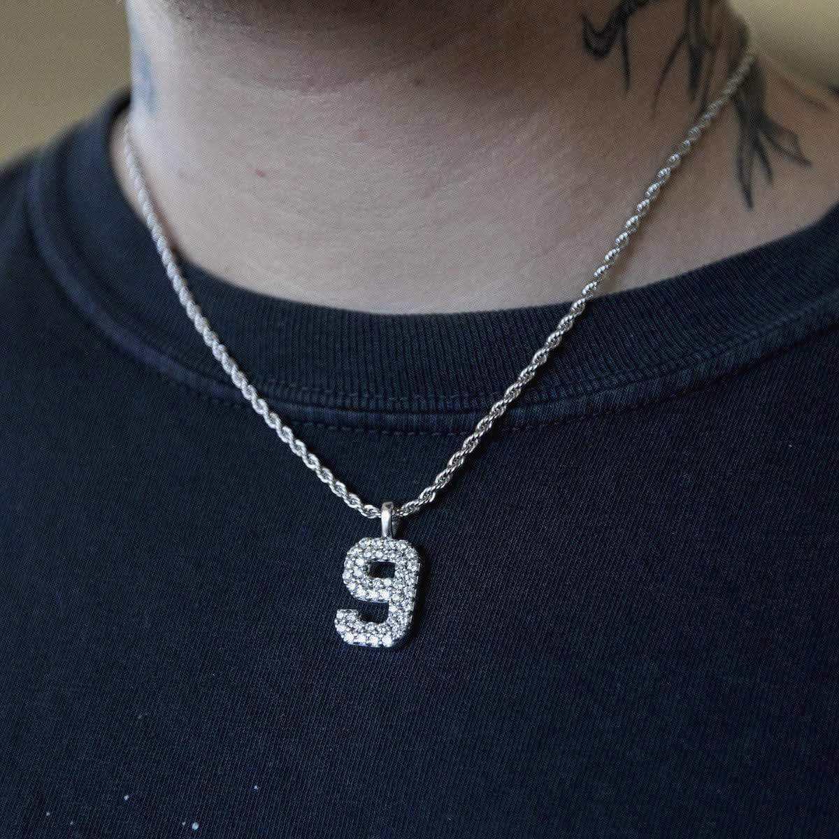 Solid Gold Number Pendants in White Gold-VS Diamonds