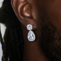 Iced Diamond Cushion Cut Drop Earrings