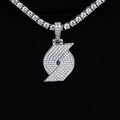 Portland Trail Blazers Official NBA Micro Logo Pendant in White Gold