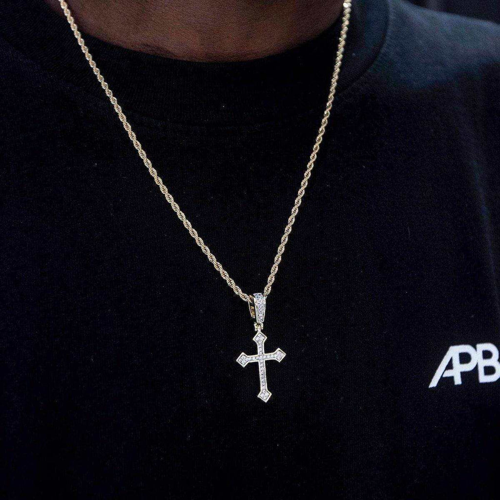 Solid Gold Iced Celtic Cross Pendant-VS Diamonds