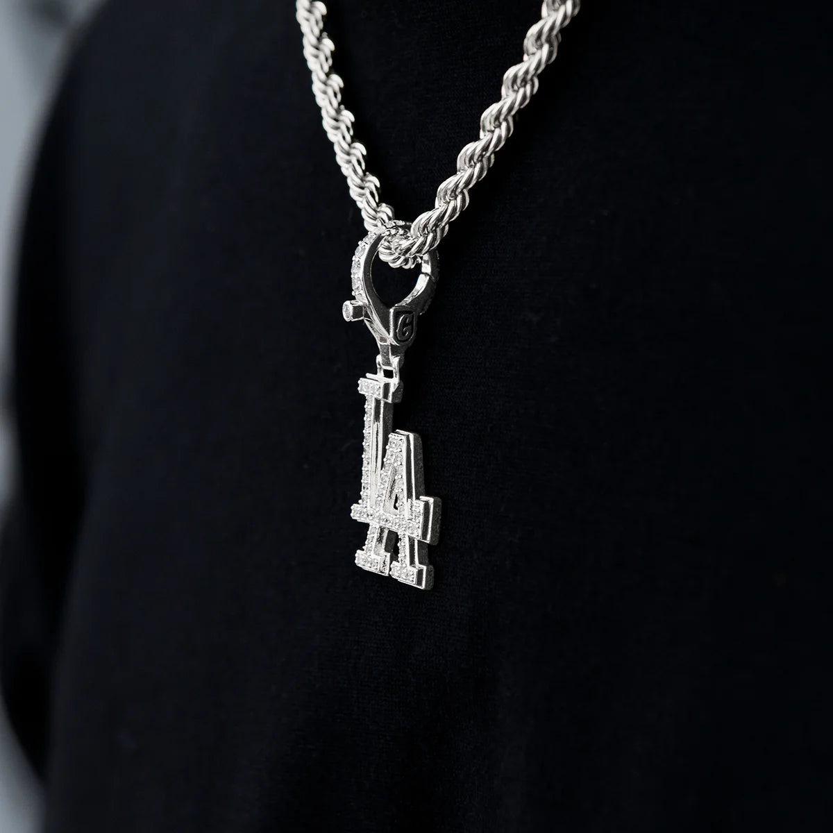 Los Angeles Dodgers Official MLB Micro Logo Clip On Pendant in White Gold