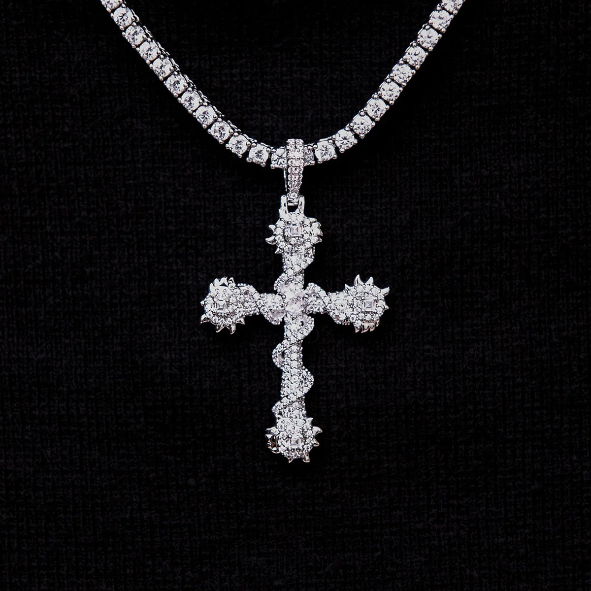 Crystal Iced Spiked Cross