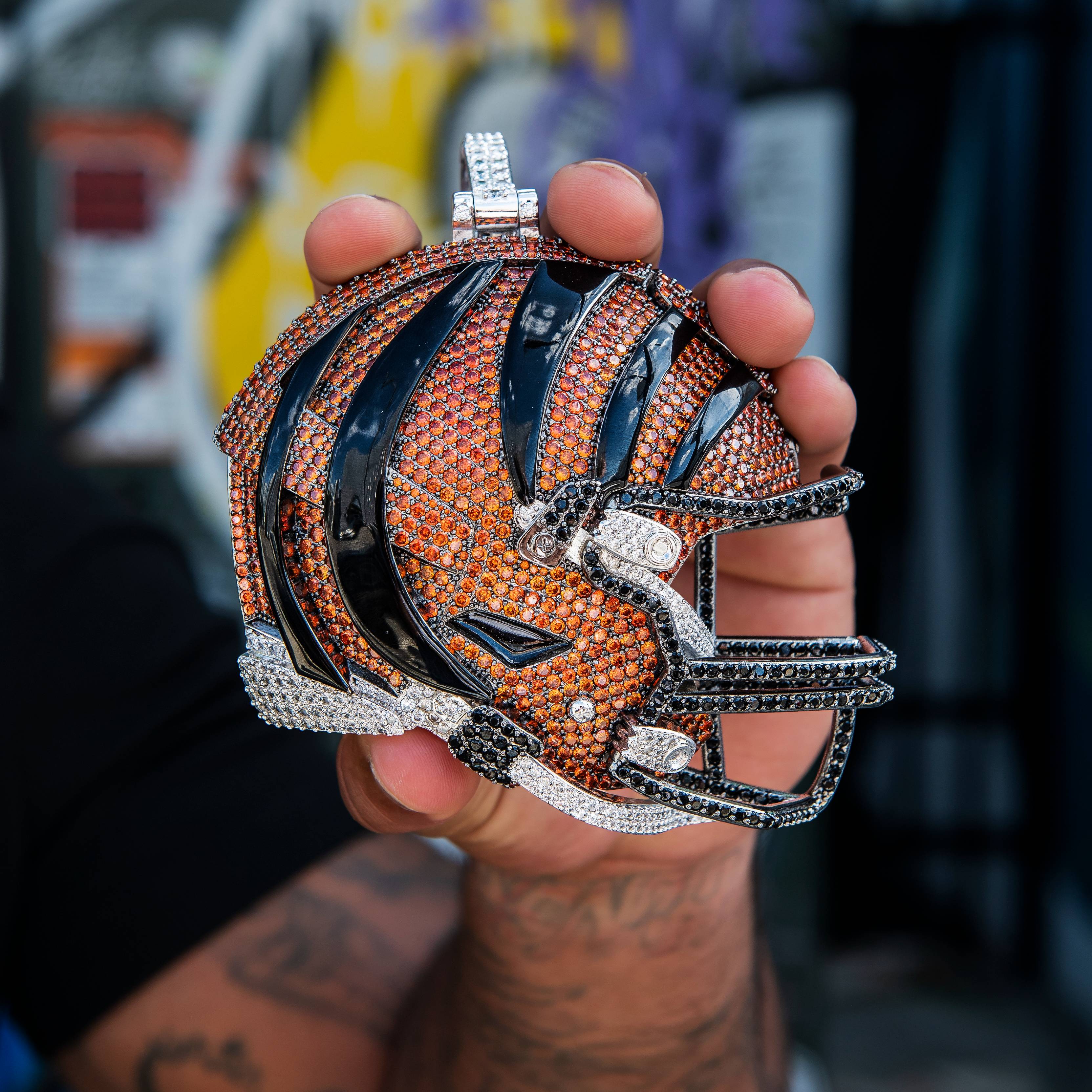 Giant Cincinnati Bengals Official NFL Helmet Pendant