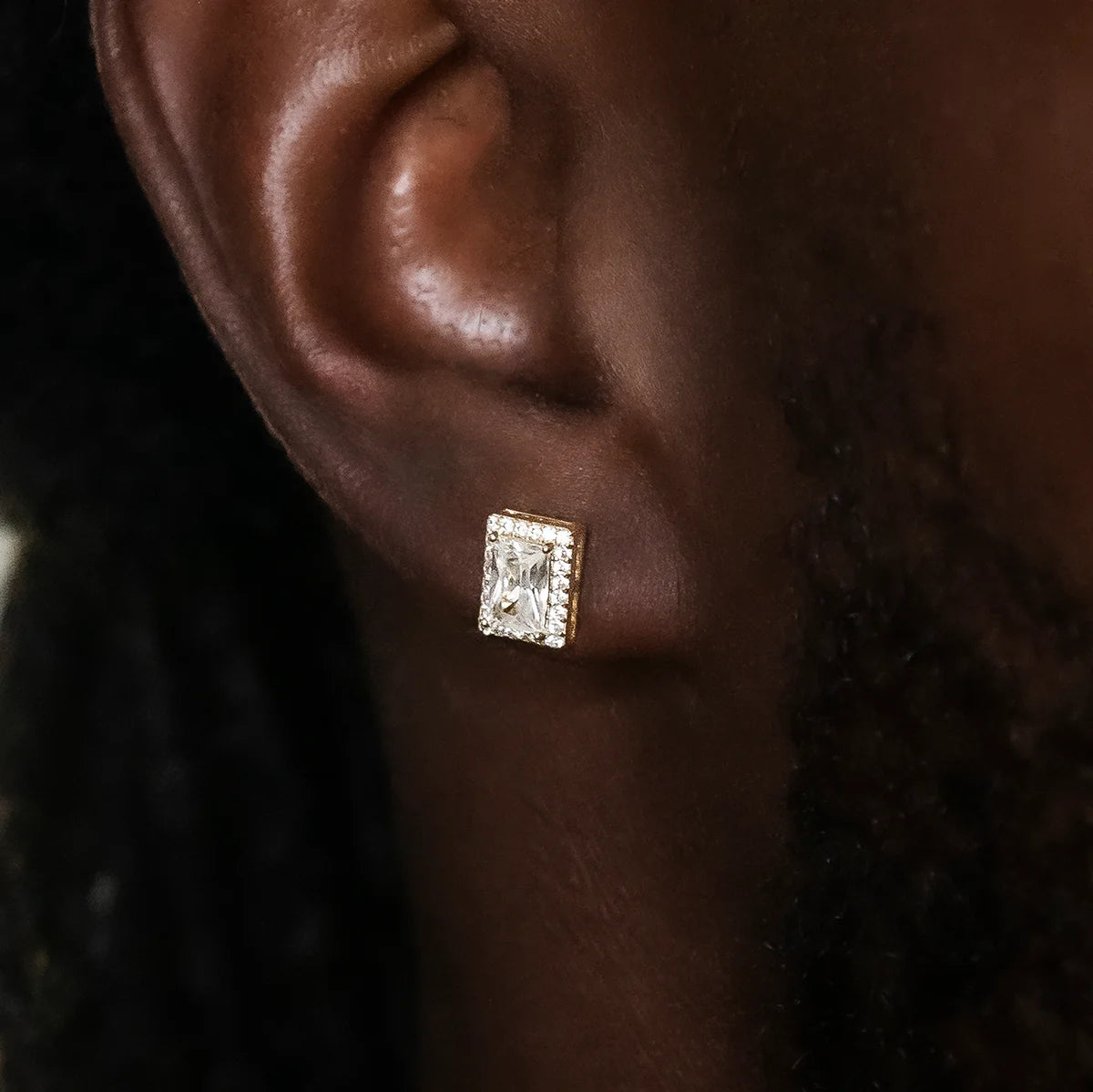 Baguette Micro Clustered Tennis Earrings in Yellow Gold