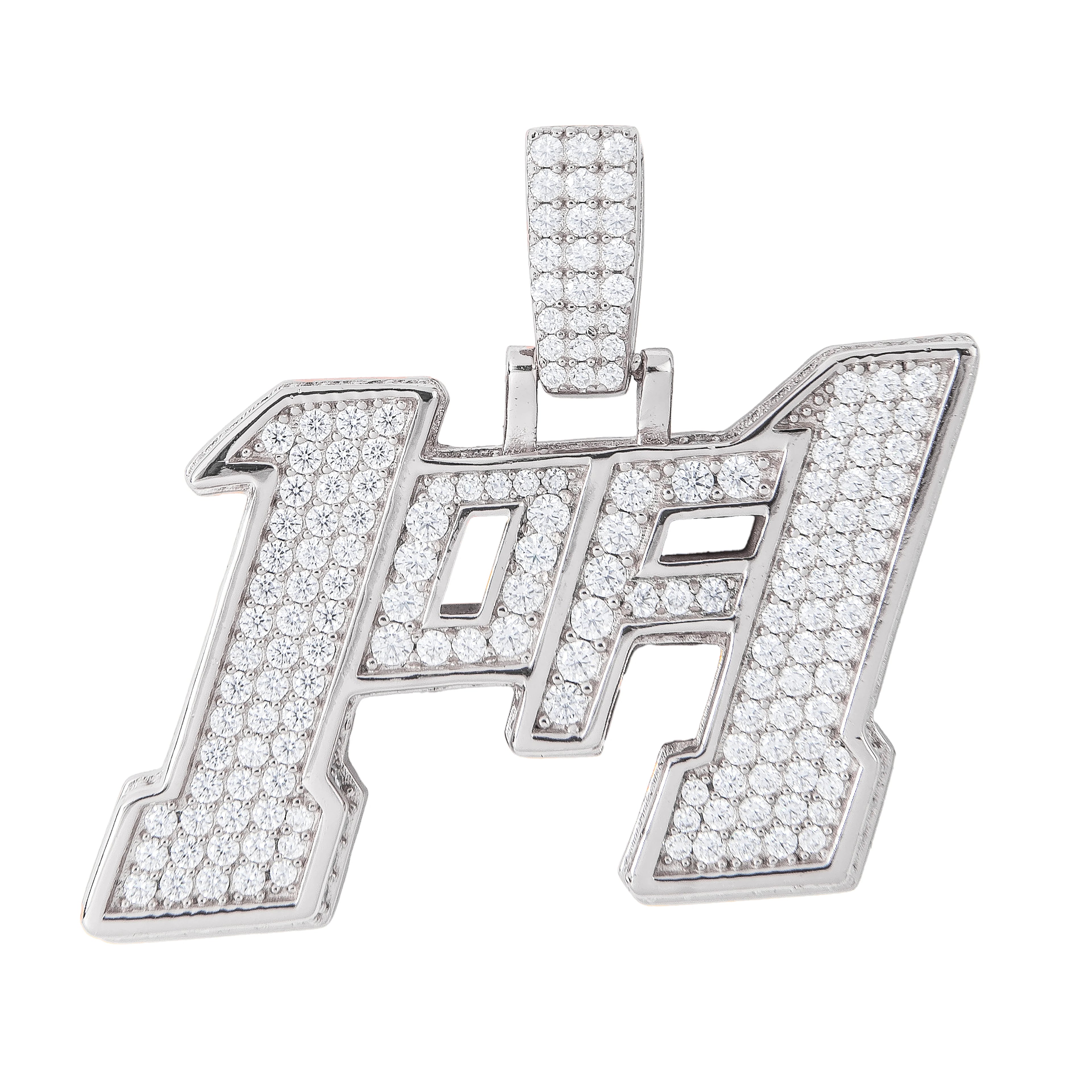 Men's Moissanite 1of1 Pendant in White Gold Vermeil