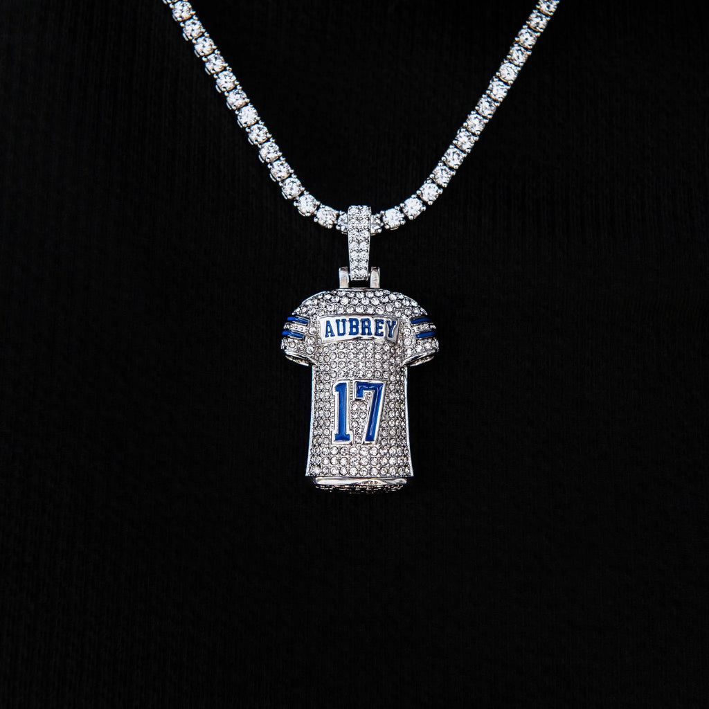 Dallas Cowboys Brandon Aubrey Jersey Pendant in White Gold