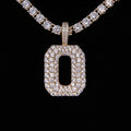 Pave Number Pendants in Yellow Gold