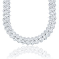 Moissanite Diamond Prong Cuban Chain in Sterling Silver - 19mm