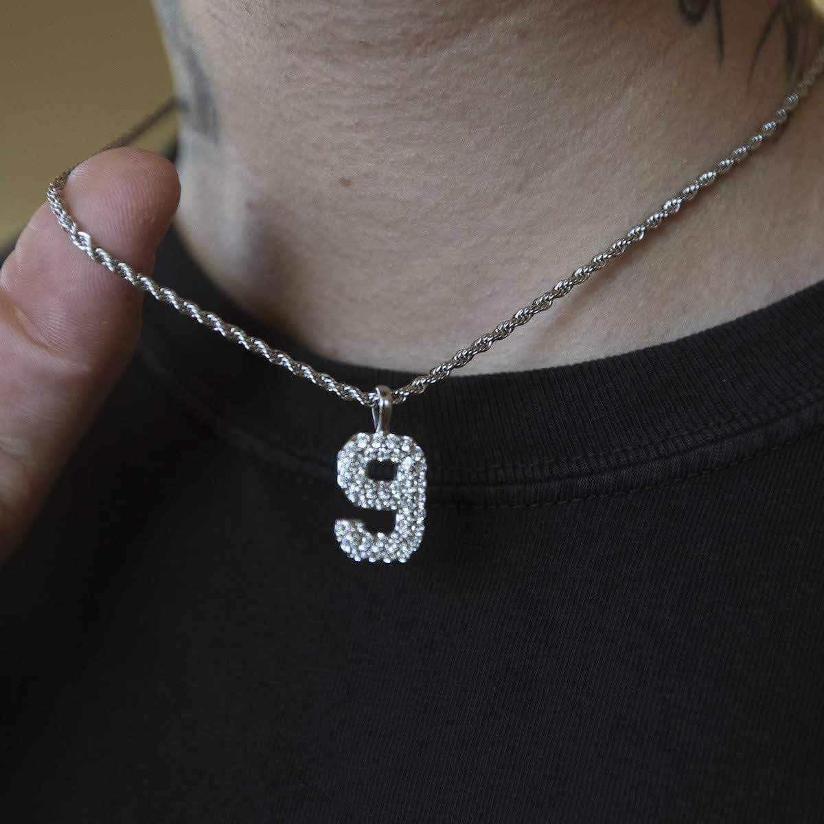 Solid Gold Number Pendants in White Gold-VS Diamonds