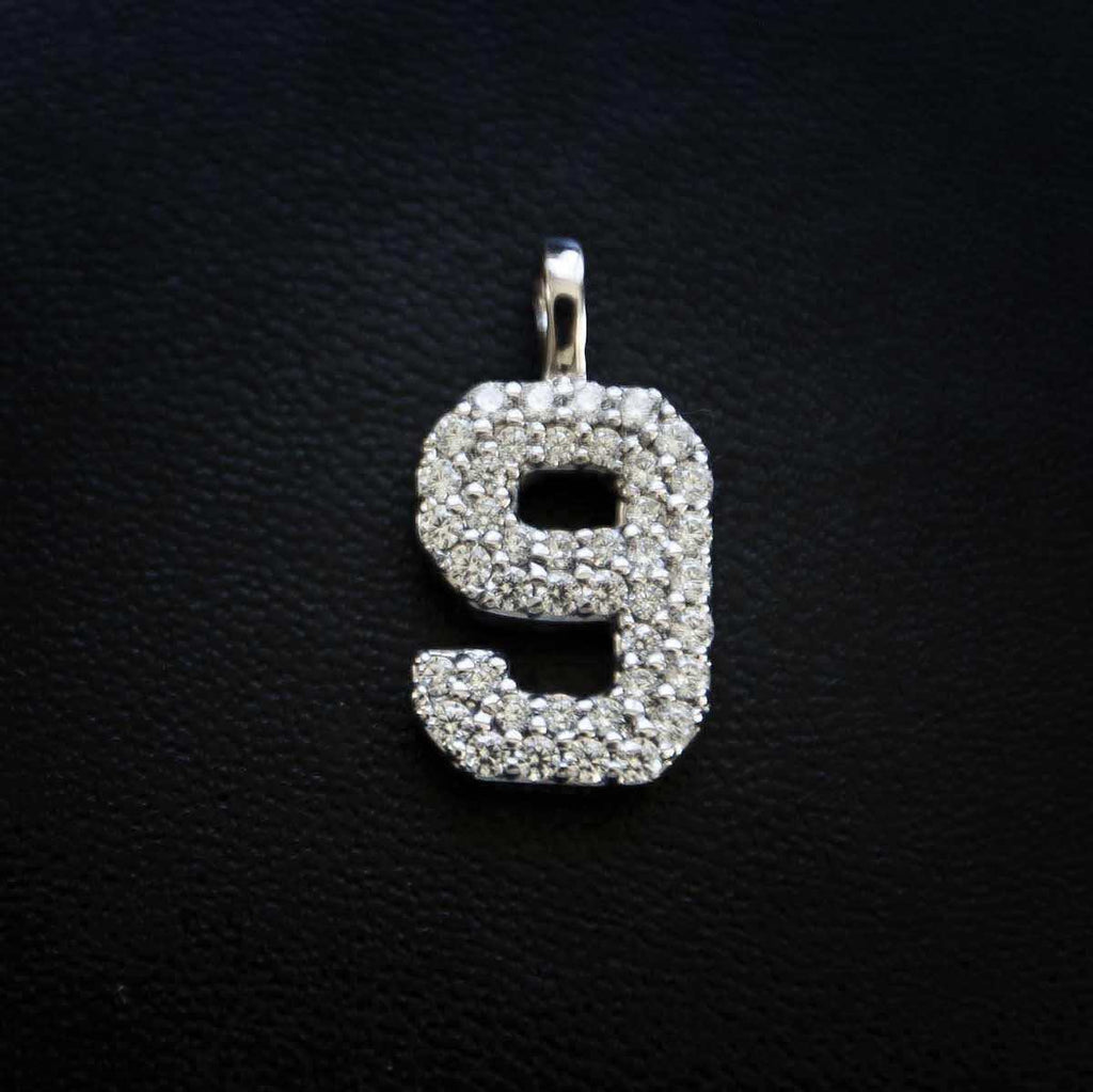 Solid Gold Number Pendants in White Gold-VS Diamonds
