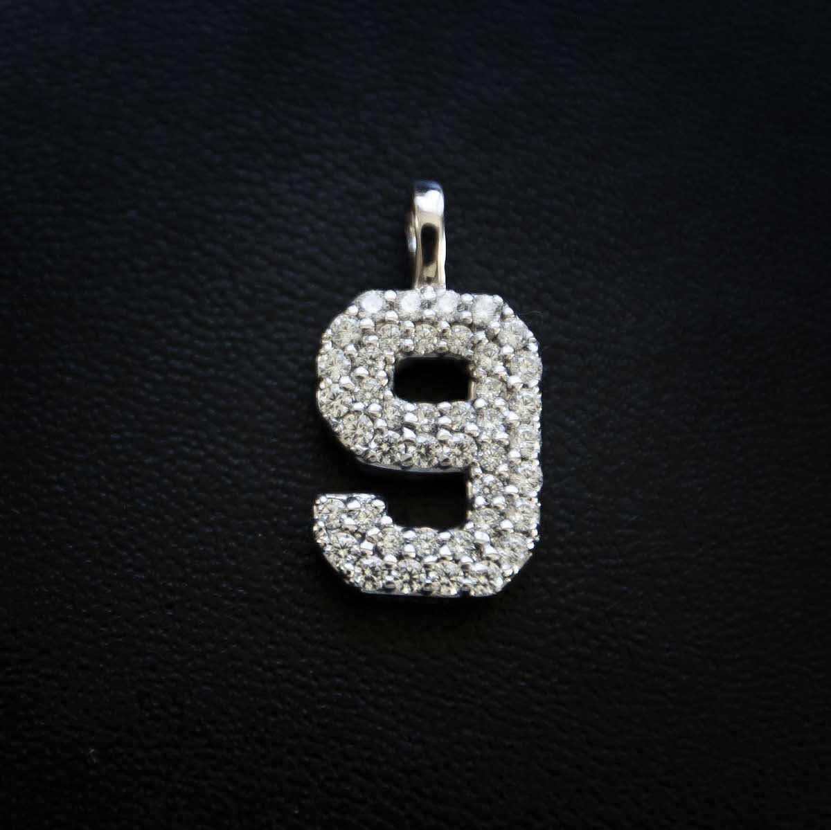 Solid Gold Number Pendants in White Gold-VS Diamonds