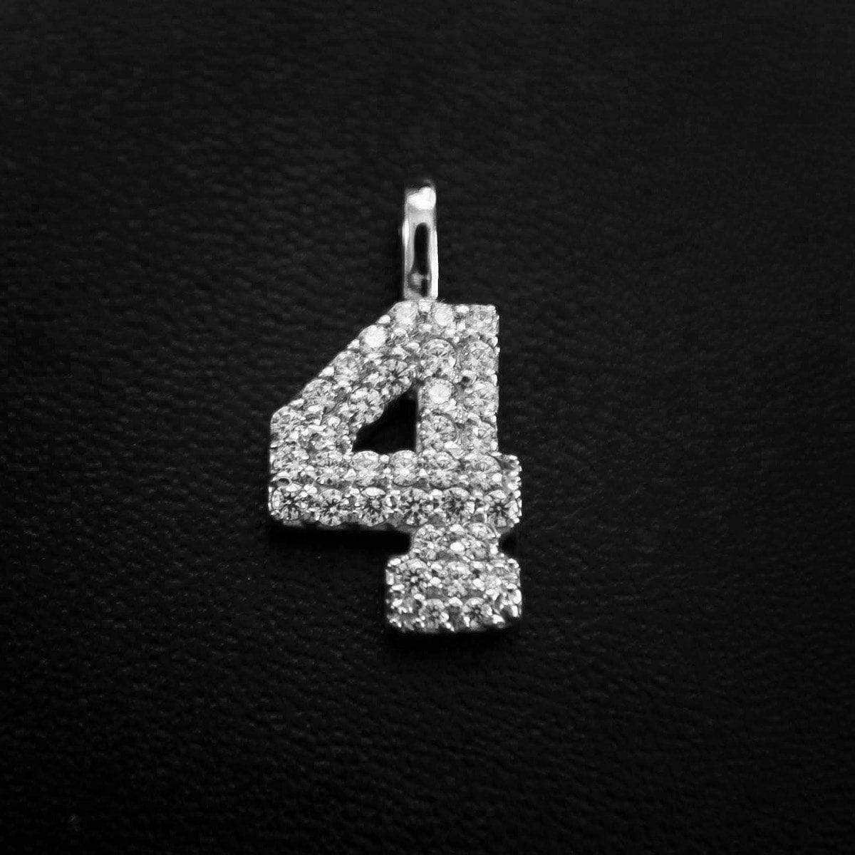 Solid Gold Number Pendants in White Gold-VS Diamonds