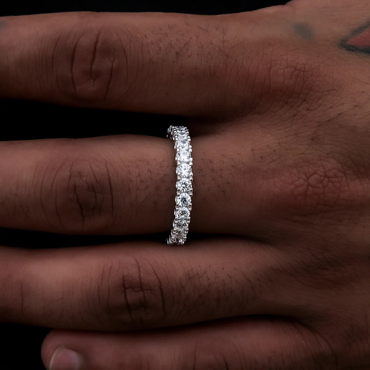 3mm Eternity Band Ring in White Gold Vermeil