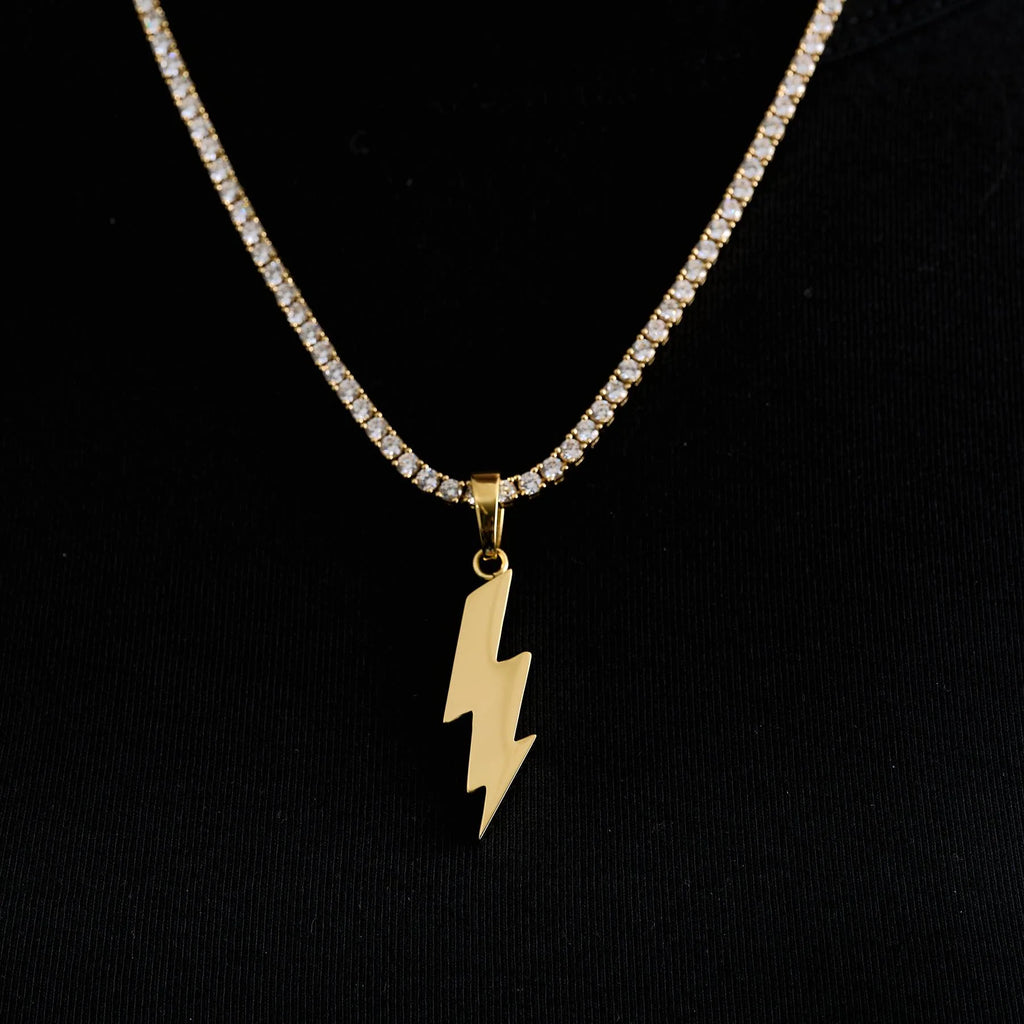 Simple Lightning Bolt Pendant in Yellow Gold