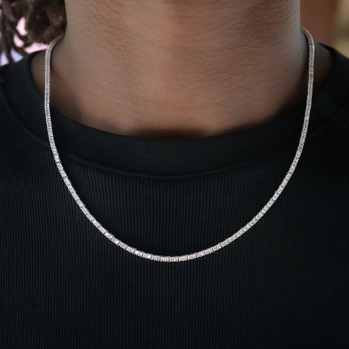Moissanite Diamond Tennis Chain in Sterling Silver - 2mm