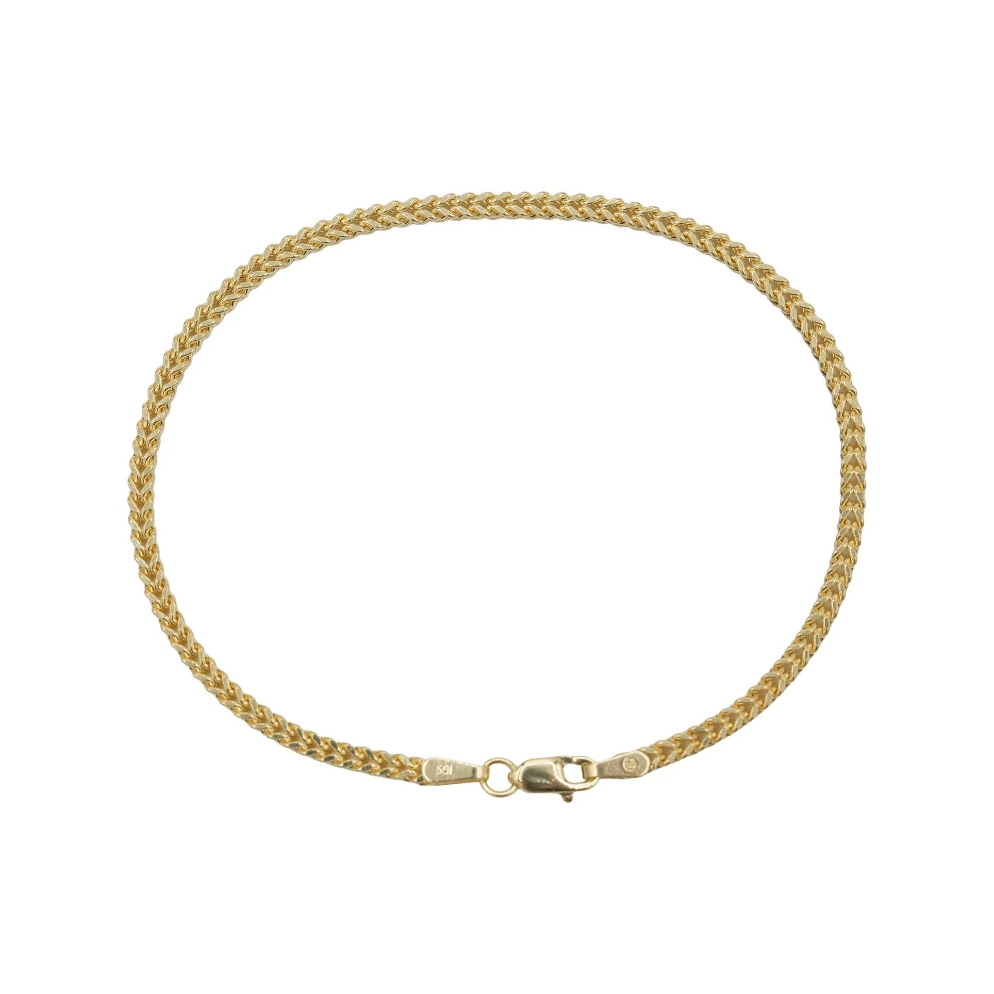 Franco Chain Bracelet in Hollow Yellow Gold - 2mm