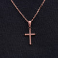 Micro Twisted Rope Cross Pendant in Rose Gold
