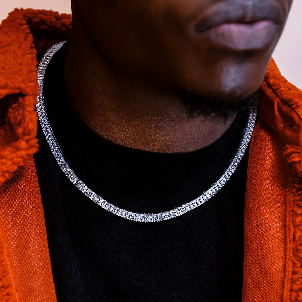 Baguette Evil Eye + Iced Herringbone + Baguette Tennis Chain Bundle