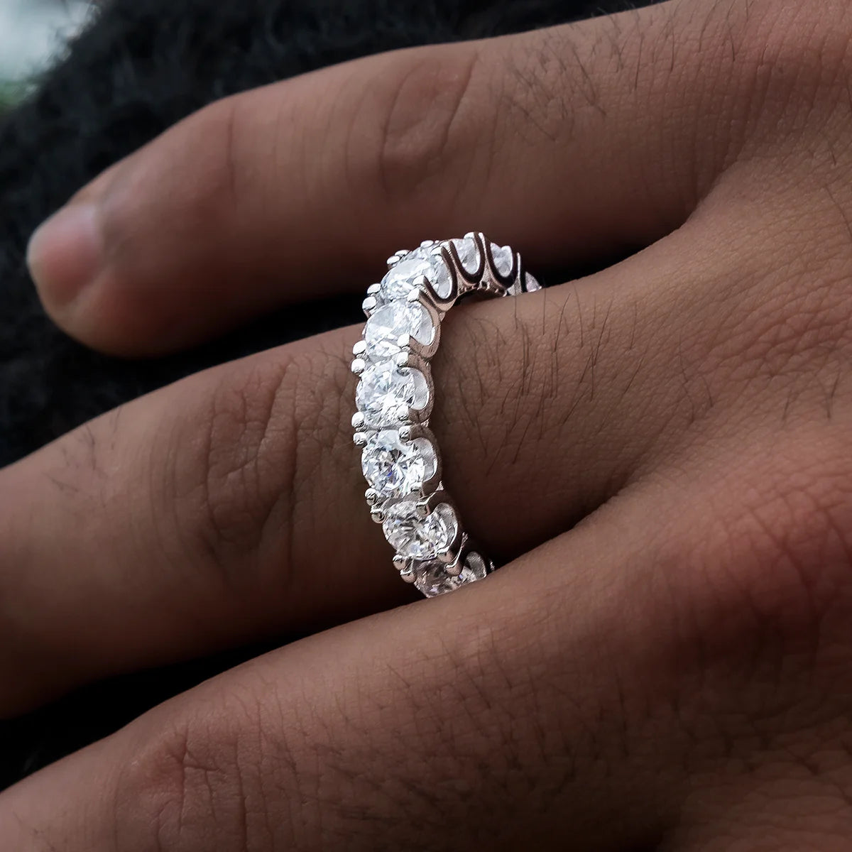 5mm Eternity Band Ring in White Gold Vermeil