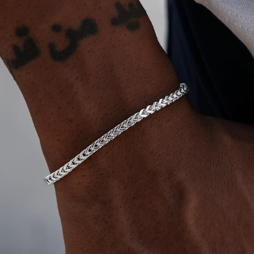Franco Chain + Bracelet Bundle in White Gold- 3mm