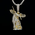 Extra Large Saint Michael Pendant in Yellow Gold