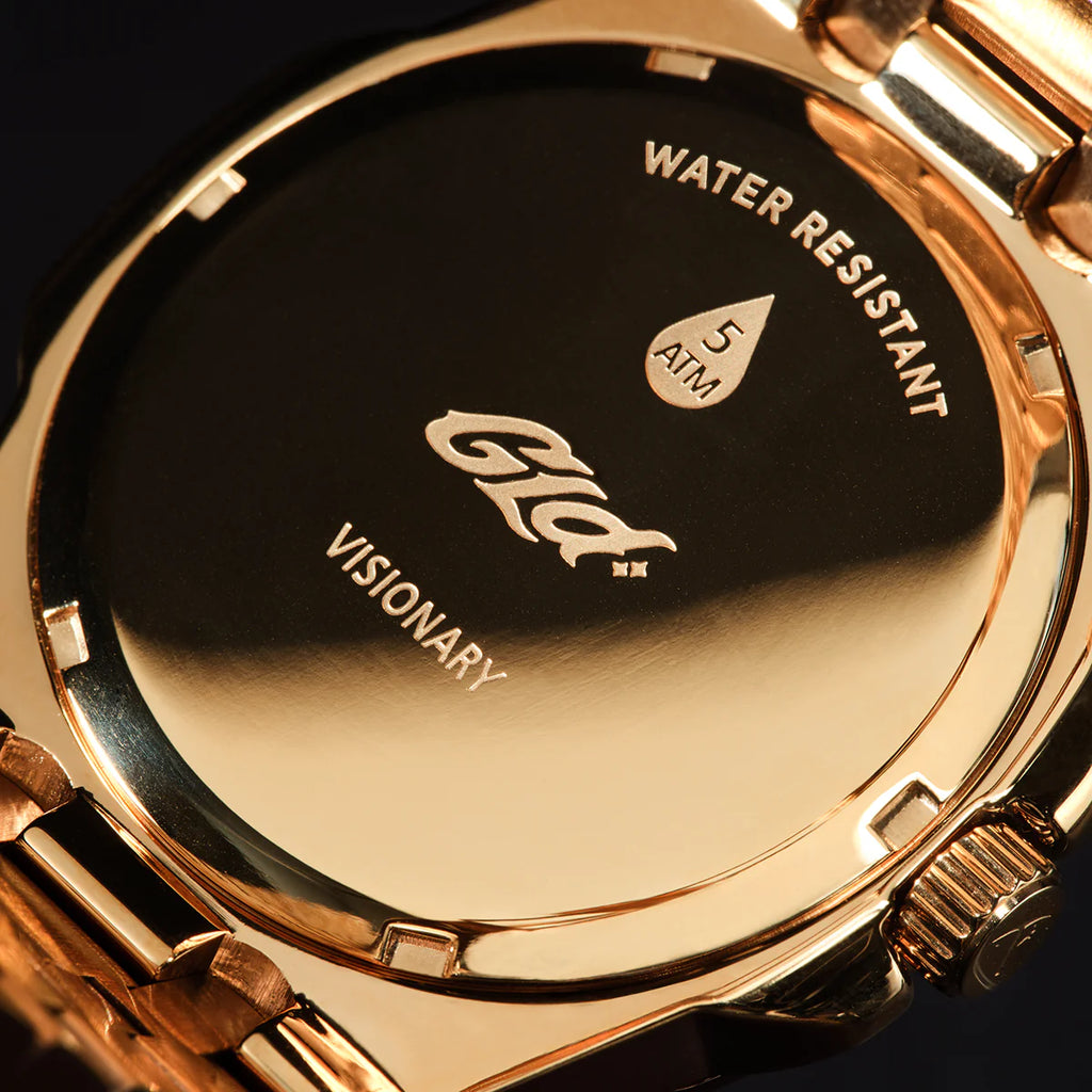 39MM Visionary Fully Iced Case & Green Dial Watch - Yellow Gold