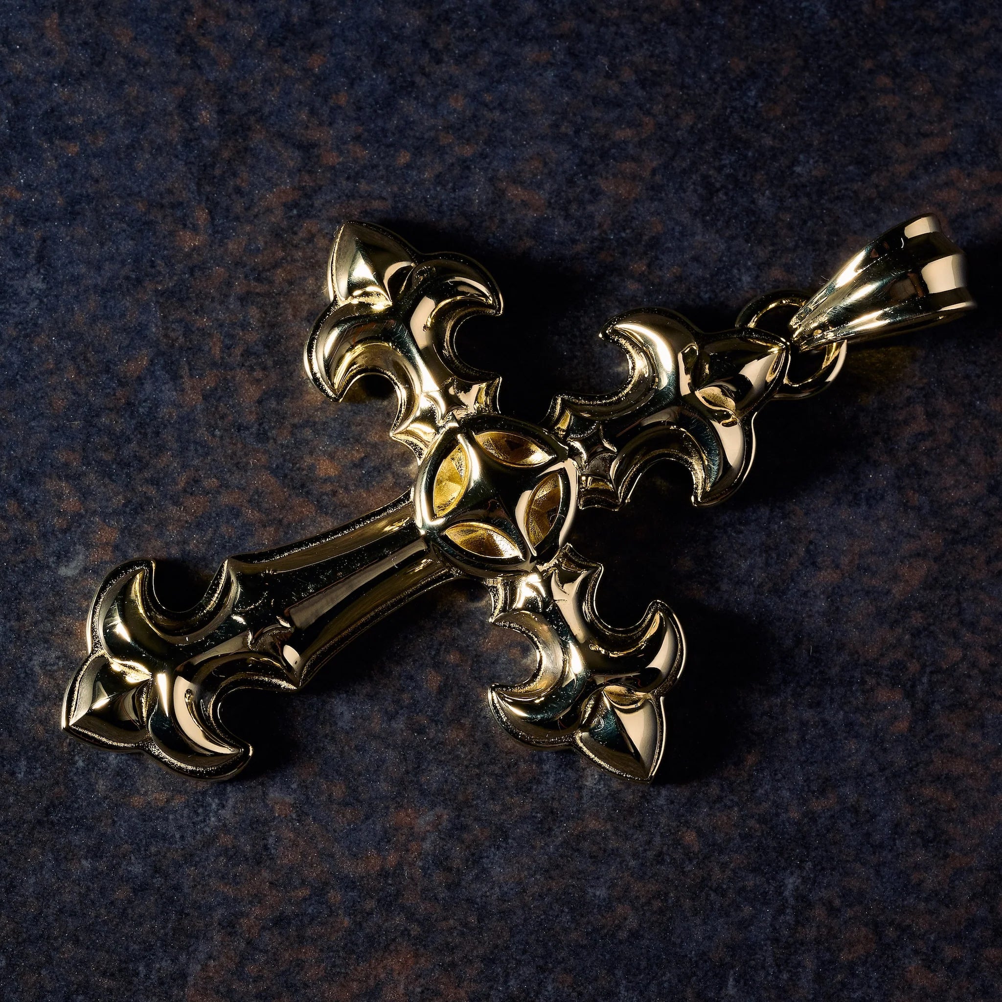 GLD X Bloody Osiris Large Cross Pendant in Solid Yellow Gold