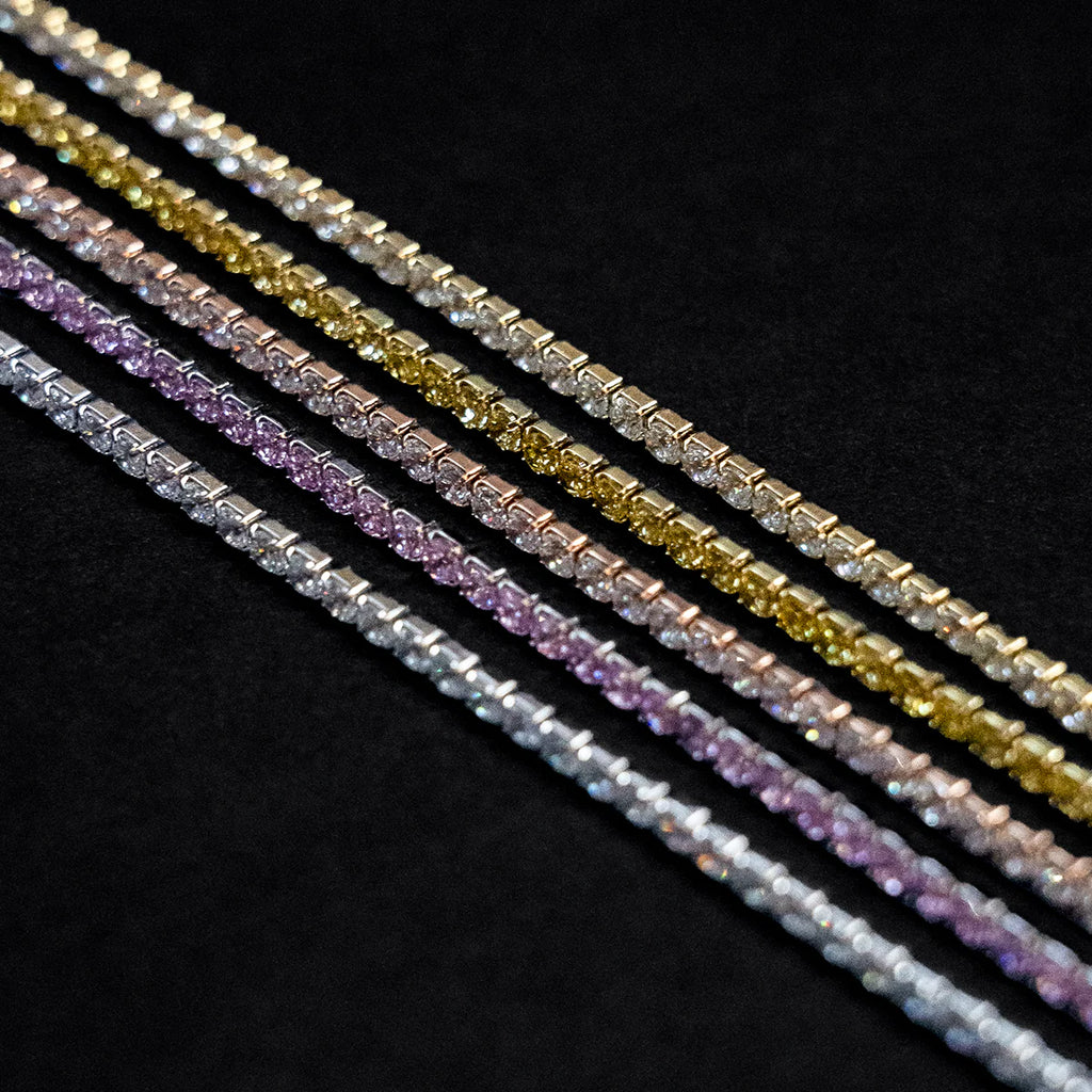 Pink Diamond Micro Tennis Bracelet in White Gold