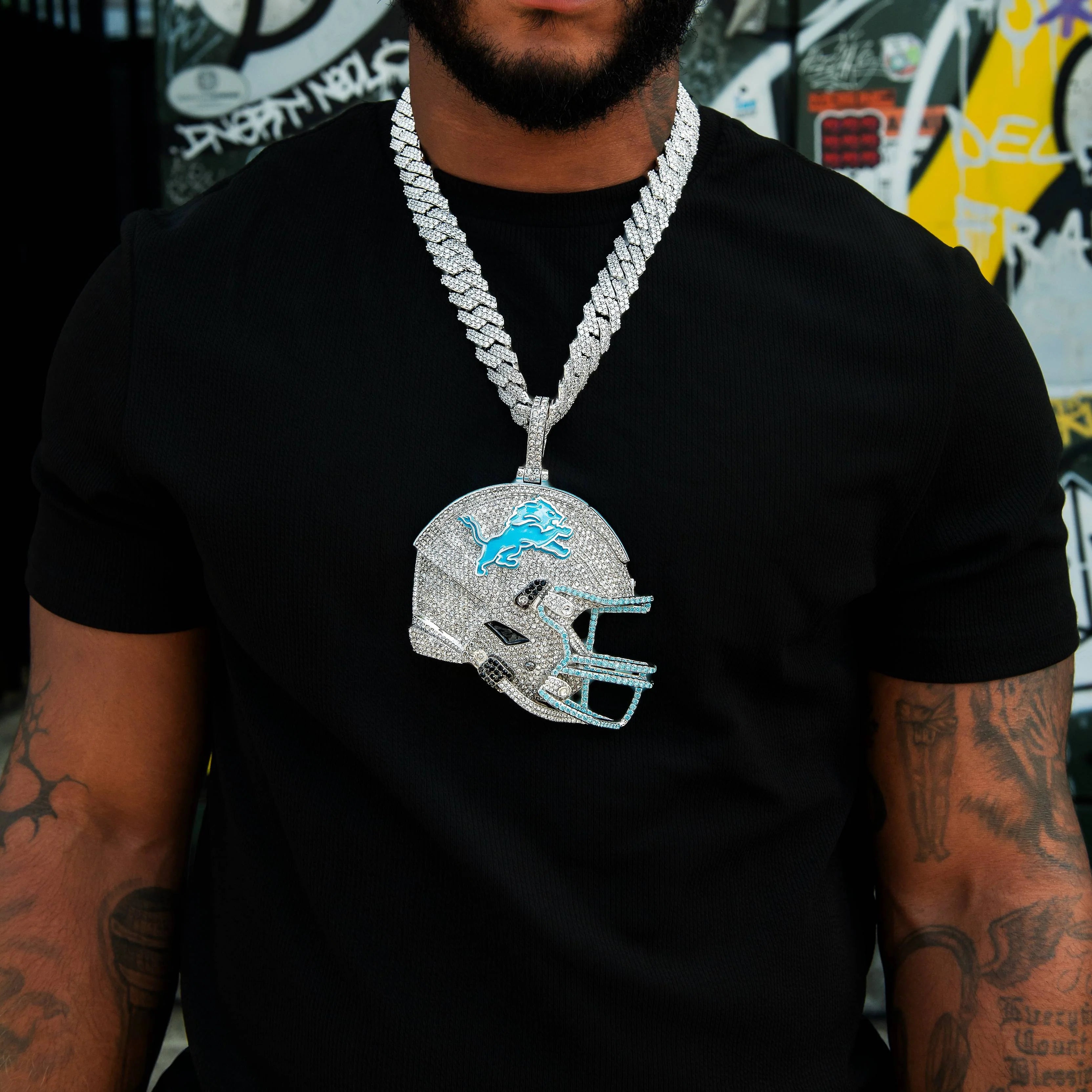 Giant Detroit Lions Official NFL Helmet Pendant