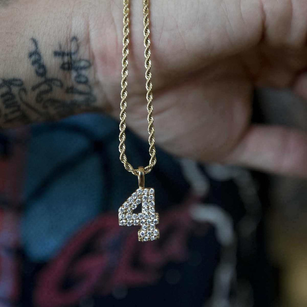 Solid Gold Number Pendants in Yellow Gold-VS Diamonds