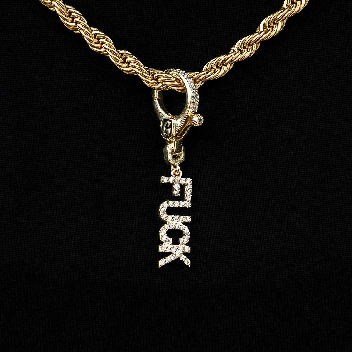 "Fuck" Clip On Pendant in Yellow Gold