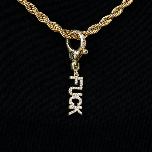 "Fuck" Clip On Pendant in Yellow Gold